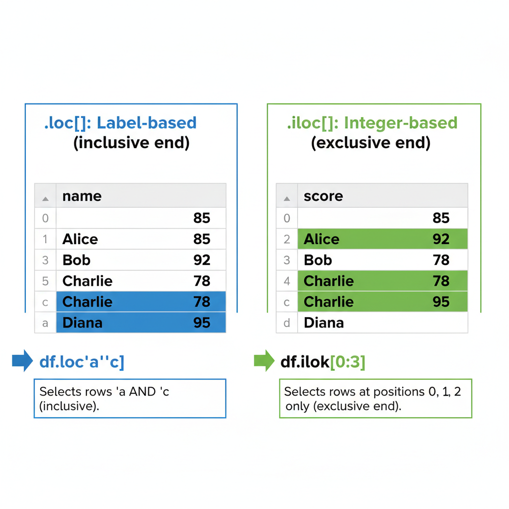 loc vs iloc Visual Comparison